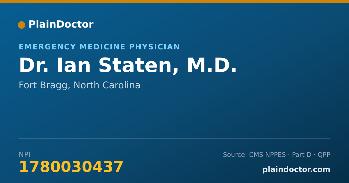 Shareable card for Ian Staten, M.D. - Emergency Medicine Physician, Fort Bragg, NC