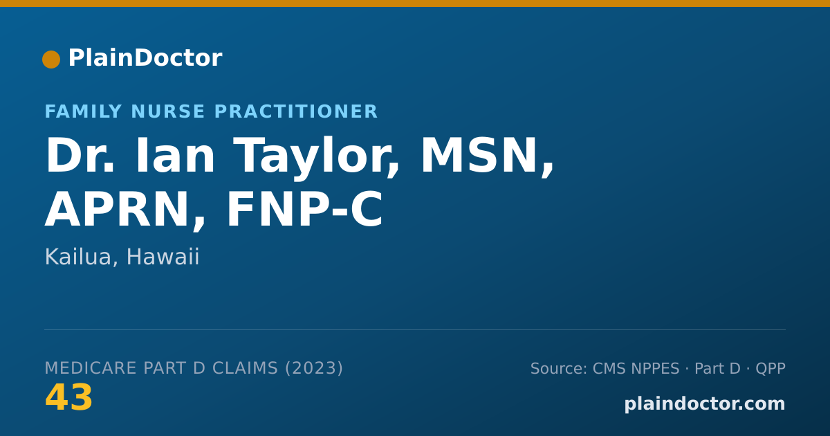 Shareable card for Ian Taylor, MSN, APRN, FNP-C - Family Nurse Practitioner, Kailua, HI
