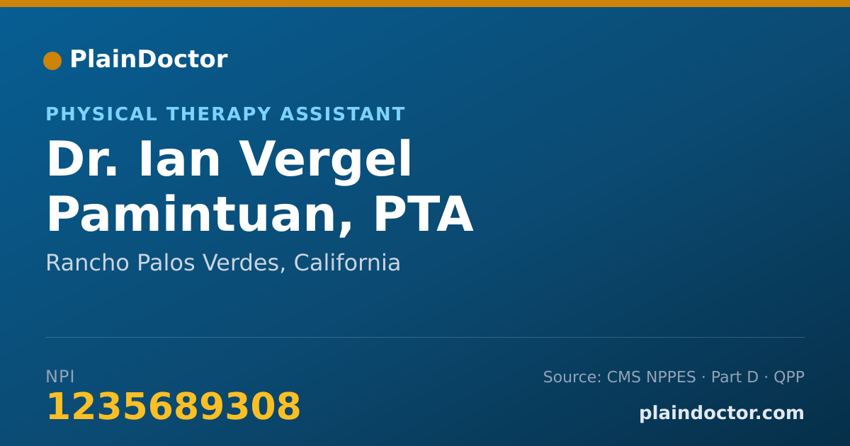 Shareable card for Ian Vergel Pamintuan, PTA - Physical Therapy Assistant, Rancho Palos Verdes, CA