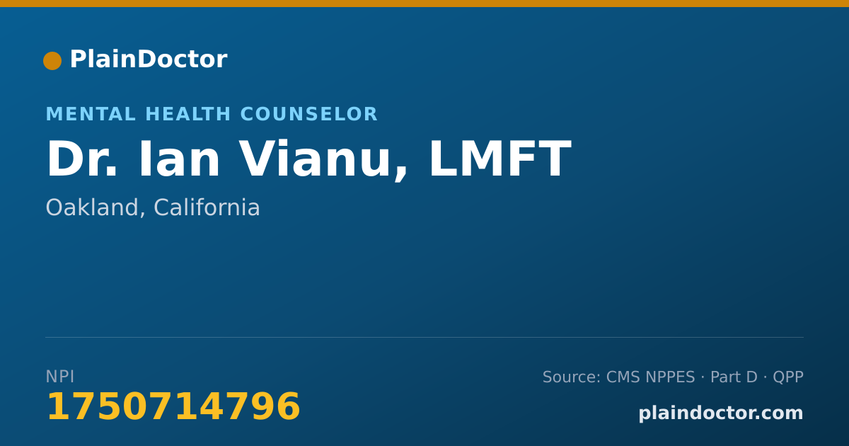 Shareable card for Ian Vianu, LMFT - Mental Health Counselor, Oakland, CA