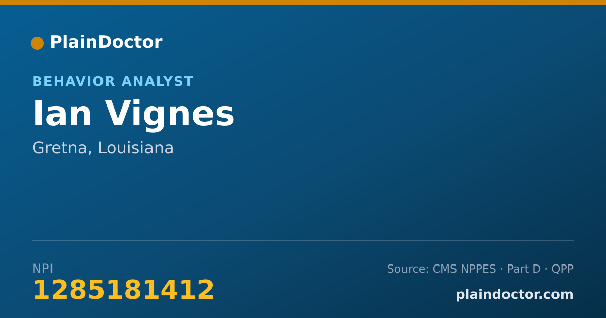 Shareable card for Ian Vignes - Behavior Analyst, Gretna, LA
