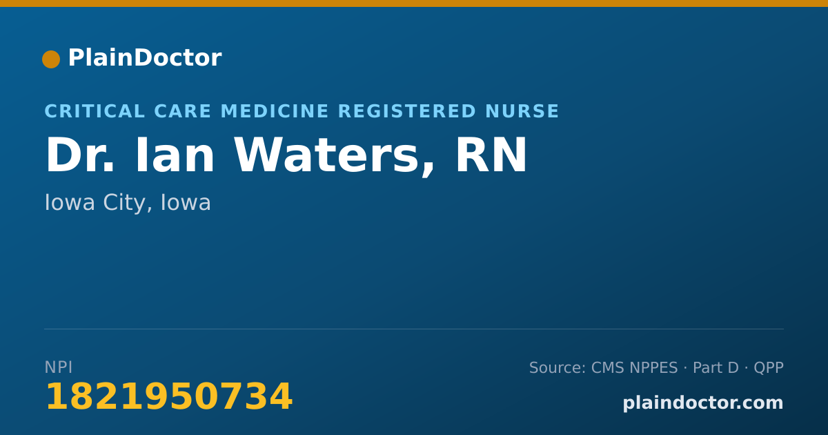 Shareable card for Ian Waters, RN - Critical Care Medicine Registered Nurse, Iowa City, IA