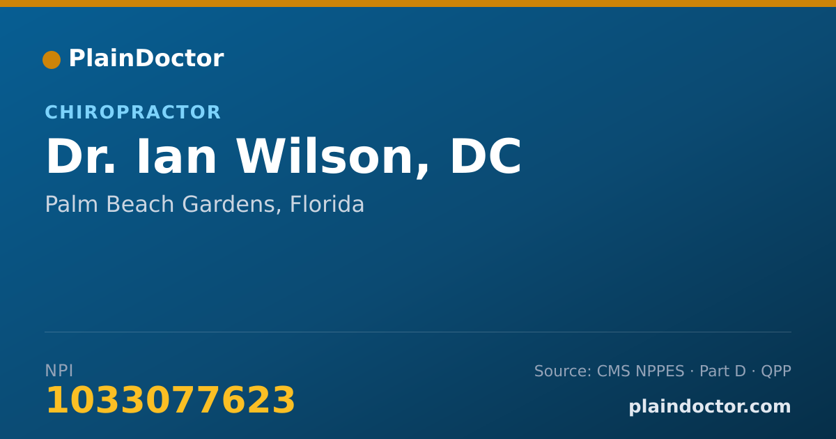 Shareable card for Ian Wilson, DC - Chiropractor, Palm Beach Gardens, FL