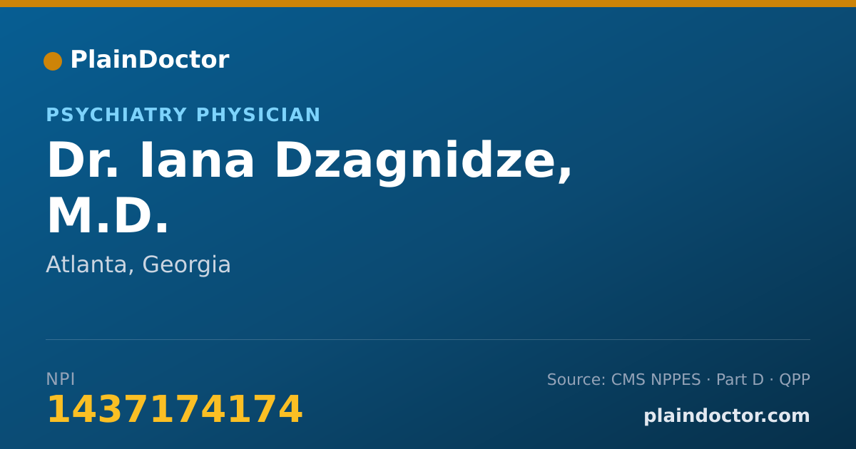 Shareable card for Iana Dzagnidze, M.D. - Psychiatry Physician, Atlanta, GA