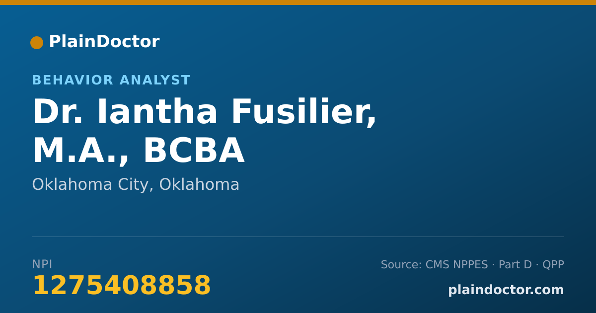 Shareable card for Iantha Fusilier, M.A., BCBA - Behavior Analyst, Oklahoma City, OK