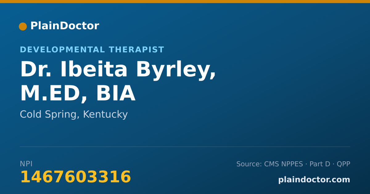Shareable card for Ibeita Byrley, M.ED, BIA - Developmental Therapist, Cold Spring, KY