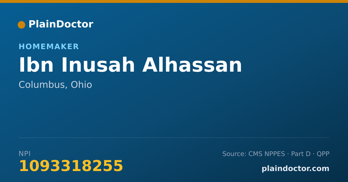 Shareable card for Ibn Inusah Alhassan - Homemaker, Columbus, OH
