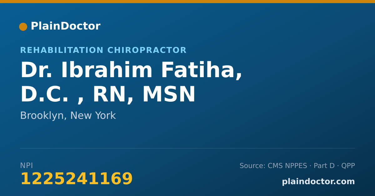 Shareable card for Ibrahim Fatiha, D.C. , RN, MSN - Rehabilitation Chiropractor, Brooklyn, NY