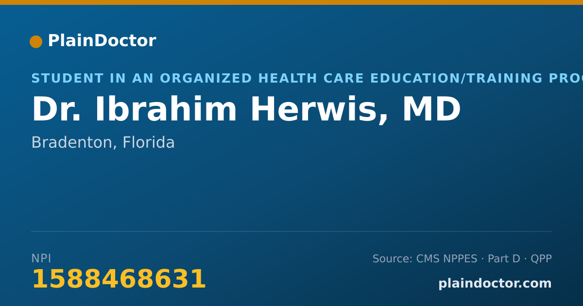 Shareable card for Ibrahim Herwis, MD - Student in an Organized Health Care Education/Training Program, Bradenton, FL