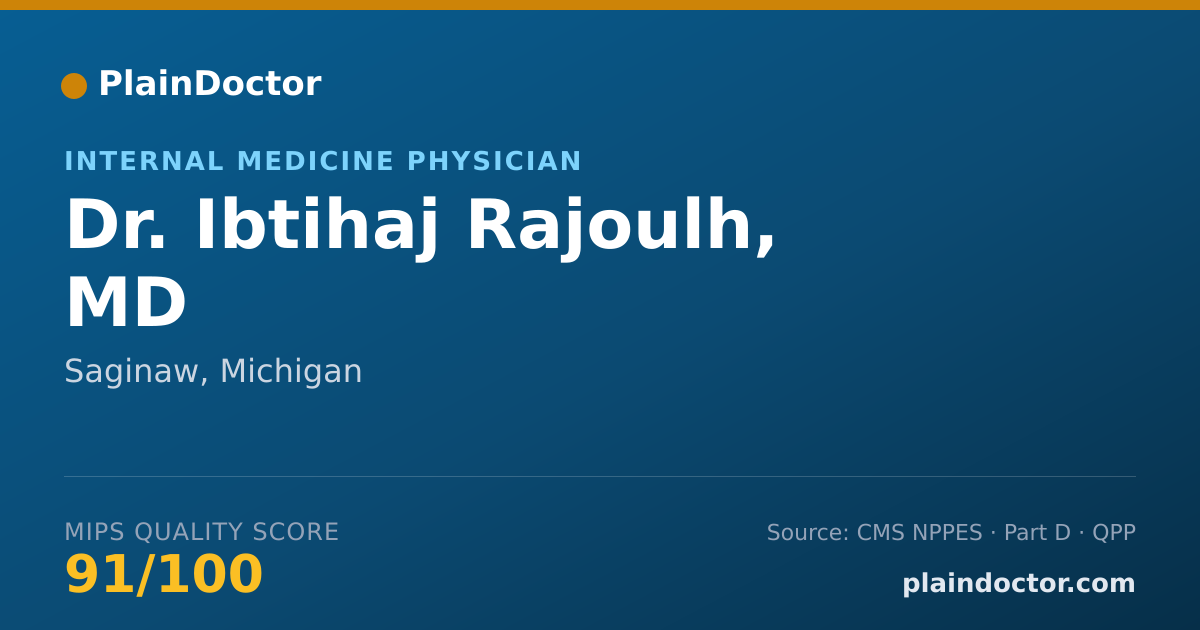 Shareable card for Ibtihaj Rajoulh, MD - Internal Medicine Physician, Saginaw, MI