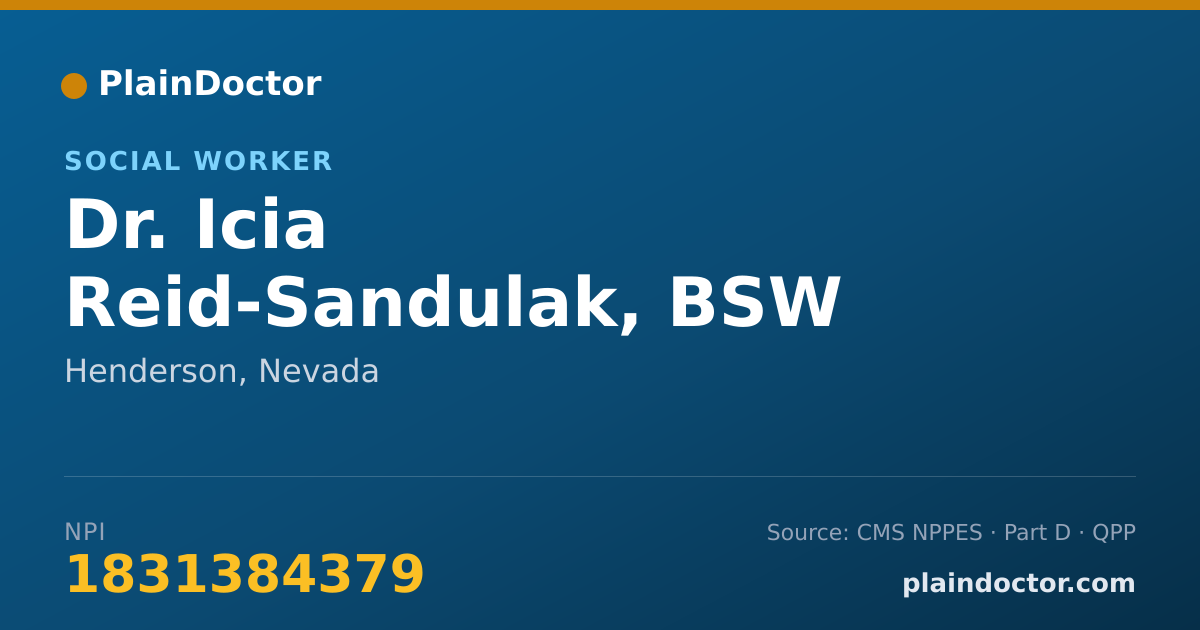 Shareable card for Icia Reid-Sandulak, BSW - Social Worker, Henderson, NV