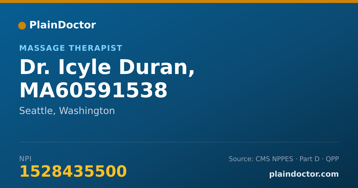 Shareable card for Icyle Duran, MA60591538 - Massage Therapist, Seattle, WA