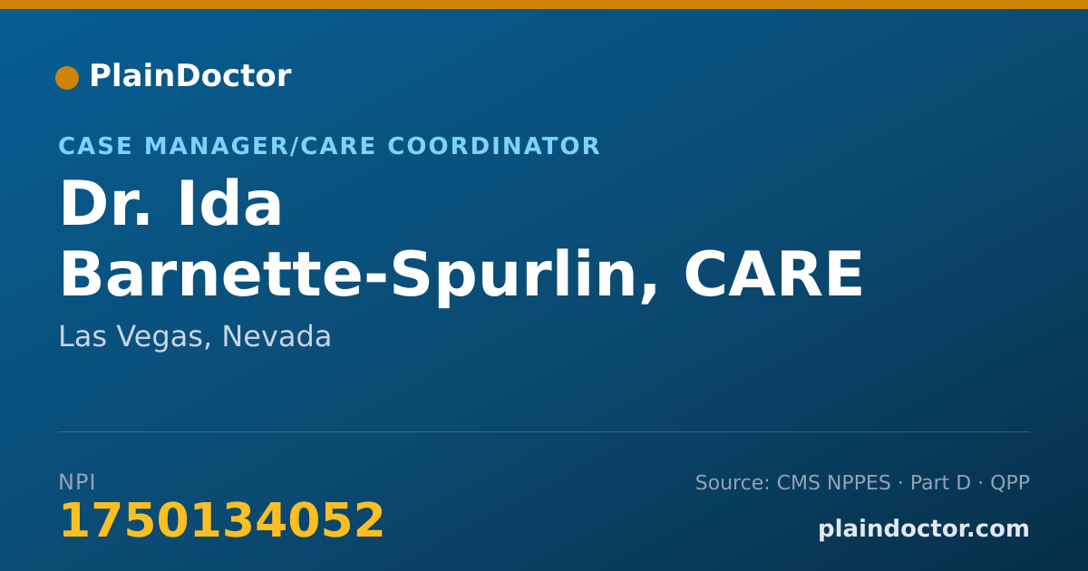 Shareable card for Ida Barnette-Spurlin, CARE COORDINATOR - Case Manager/Care Coordinator, Las Vegas, NV
