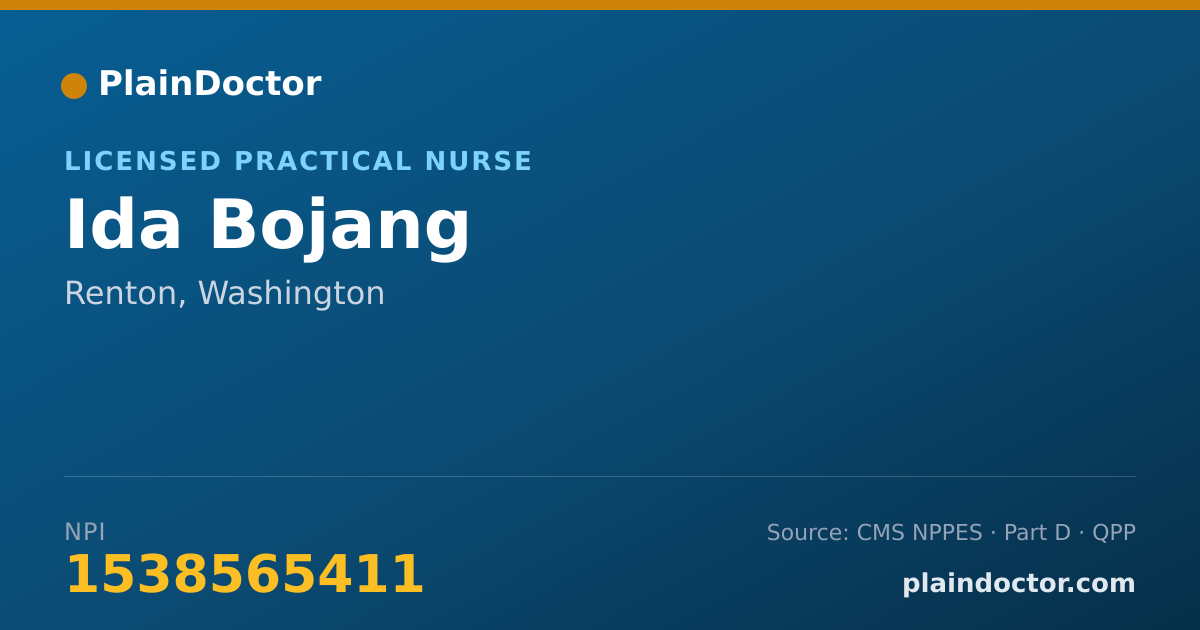 Shareable card for Ida Bojang - Licensed Practical Nurse, Renton, WA