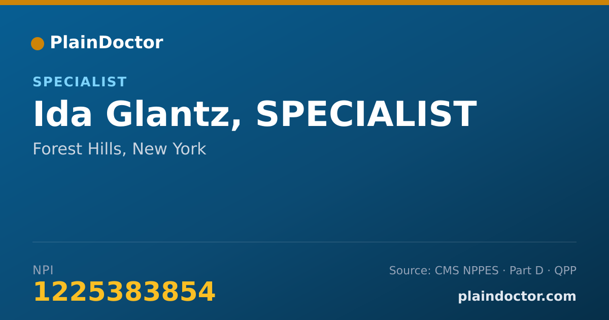 Shareable card for Ida Glantz, SPECIALIST - Specialist, Forest Hills, NY