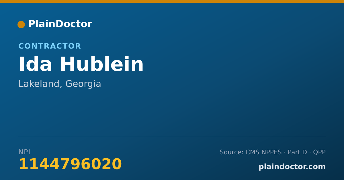 Shareable card for Ida Hublein - Contractor, Lakeland, GA