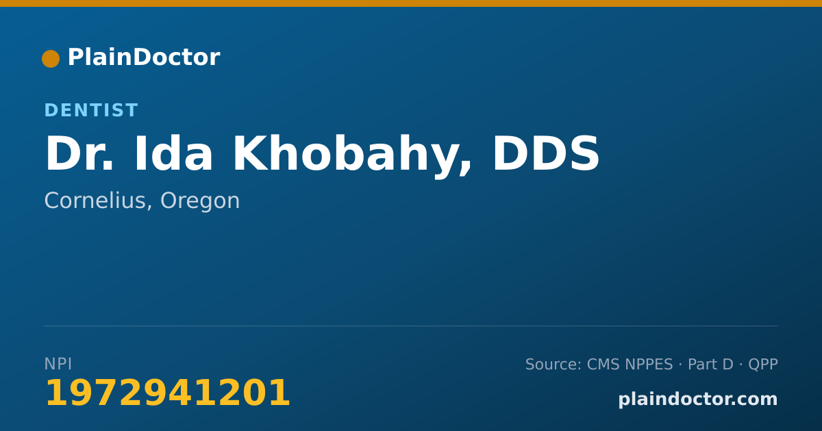 Shareable card for Ida Khobahy, DDS - Dentist, Cornelius, OR