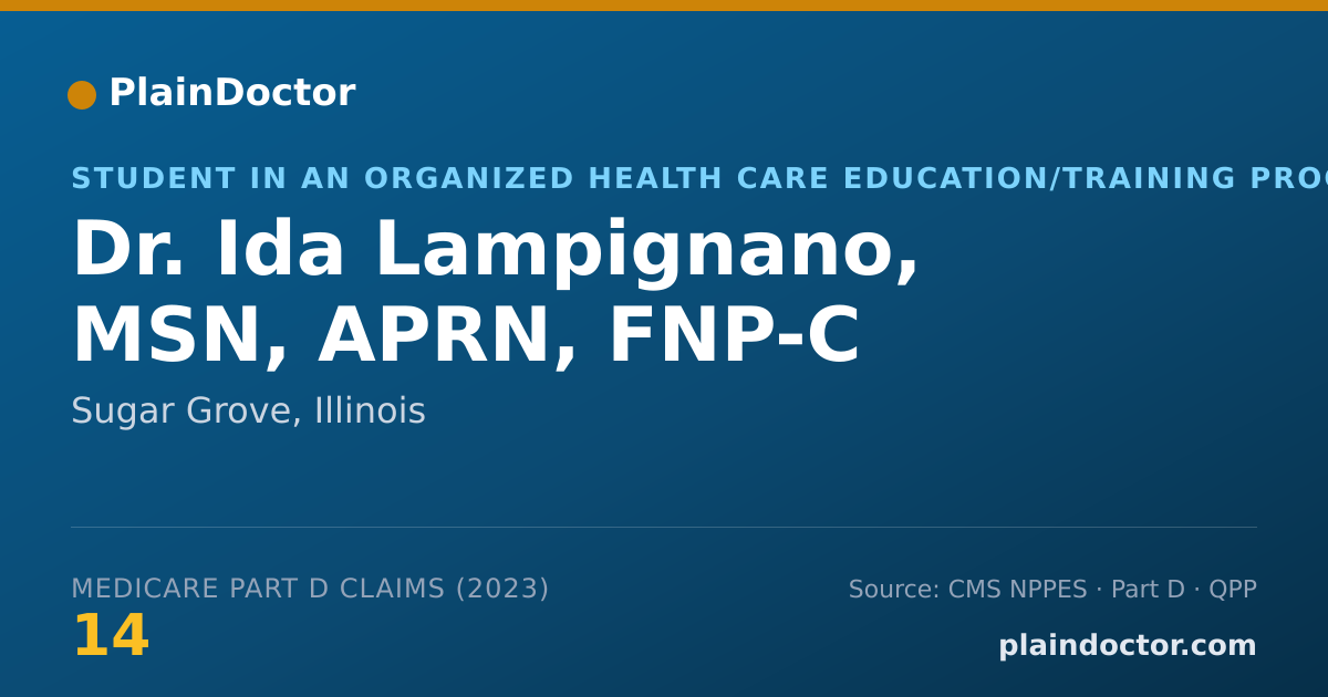 Shareable card for Ida Lampignano, MSN, APRN, FNP-C - Student in an Organized Health Care Education/Training Program, Sugar Grove, IL