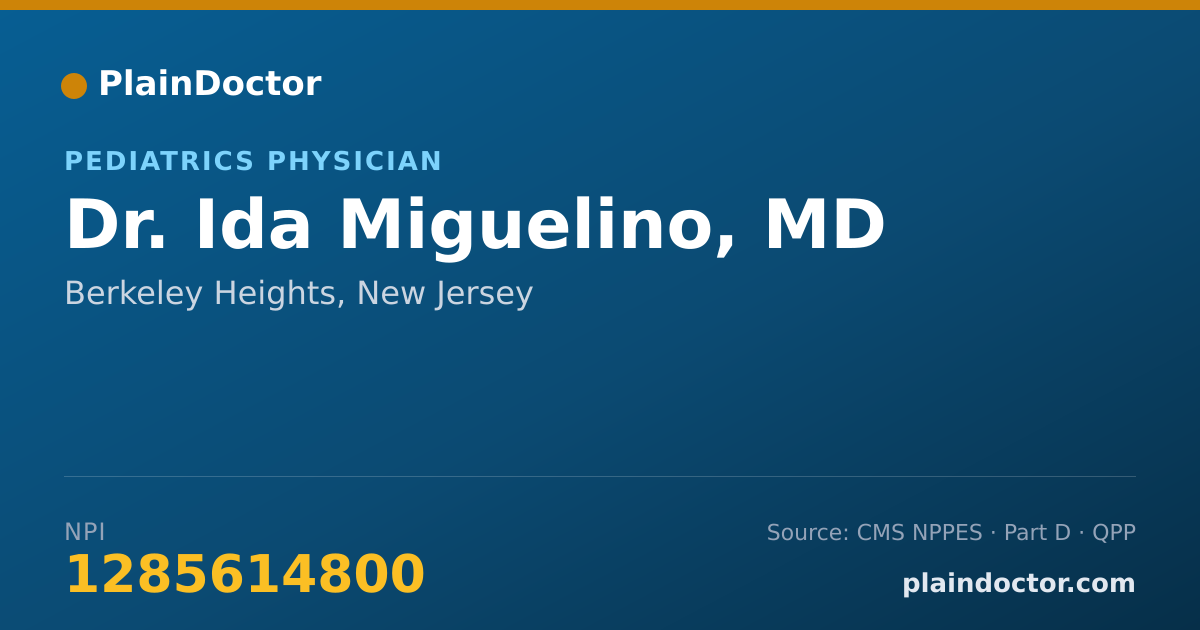 Shareable card for Ida Miguelino, MD - Pediatrics Physician, Berkeley Heights, NJ
