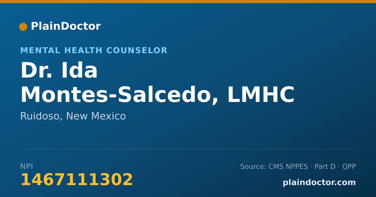 Shareable card for Ida Montes-Salcedo, LMHC - Mental Health Counselor, Ruidoso, NM