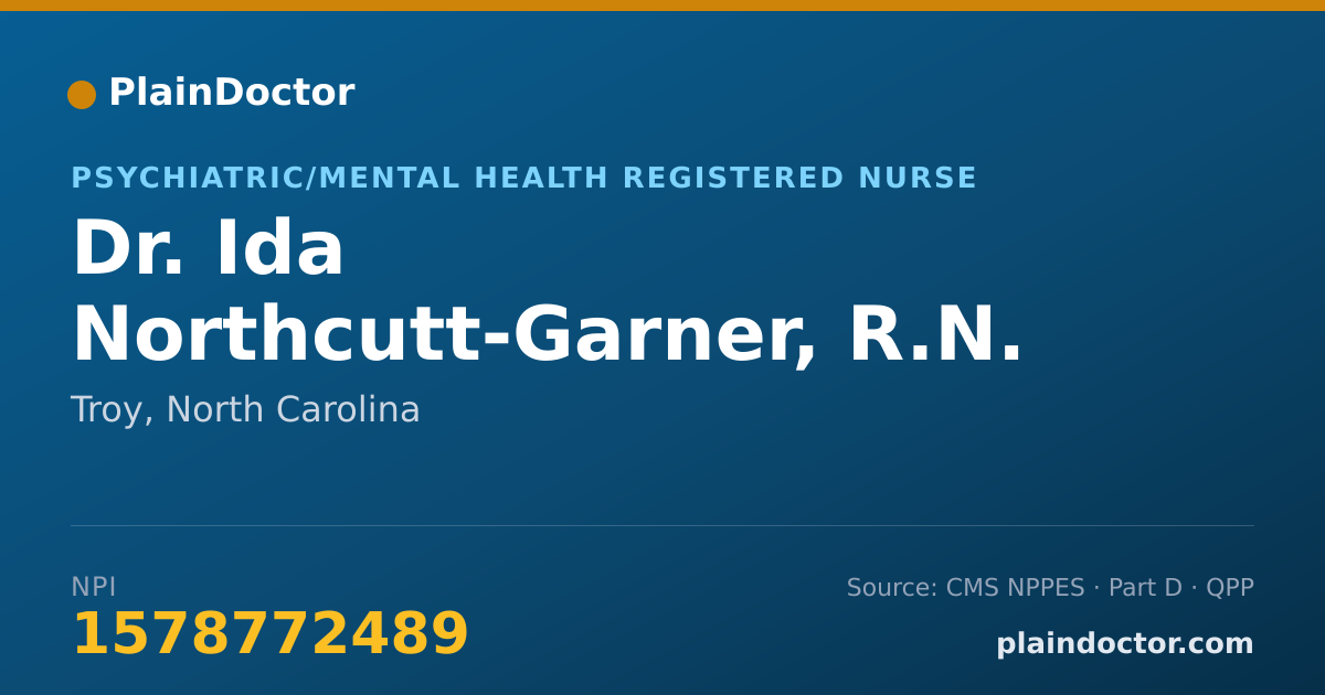 Shareable card for Ida Northcutt-Garner, R.N. - Psychiatric/Mental Health Registered Nurse, Troy, NC
