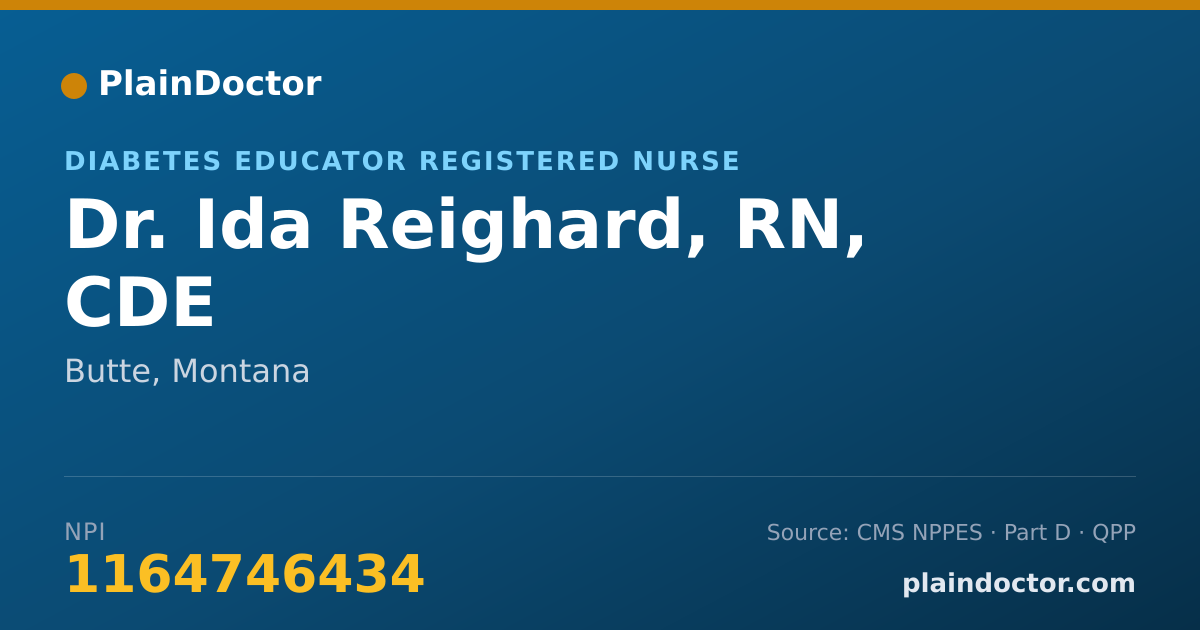 Shareable card for Ida Reighard, RN, CDE - Diabetes Educator Registered Nurse, Butte, MT