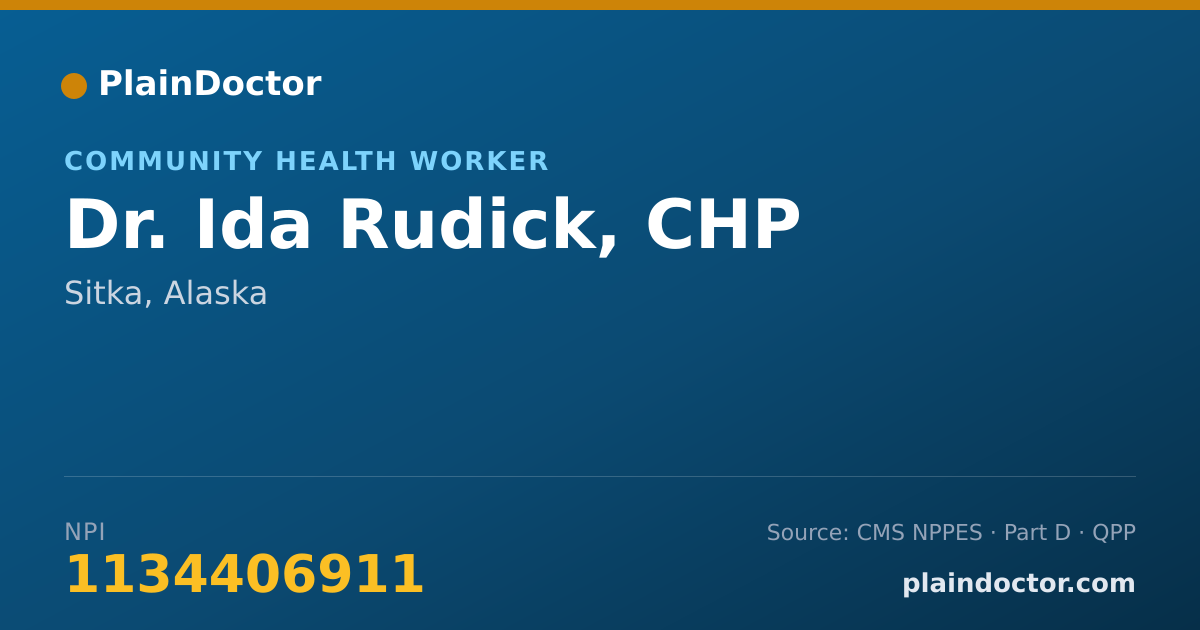 Shareable card for Ida Rudick, CHP - Community Health Worker, Sitka, AK