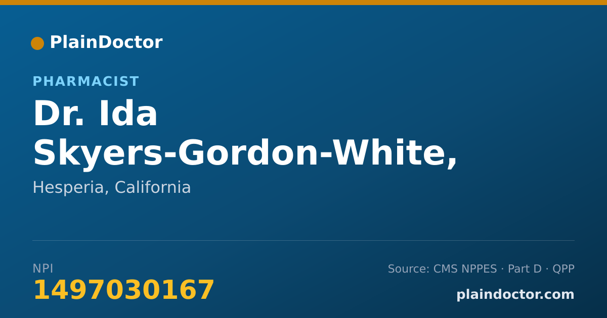 Shareable card for Ida Skyers-Gordon-White, PHARMD - Pharmacist, Hesperia, CA