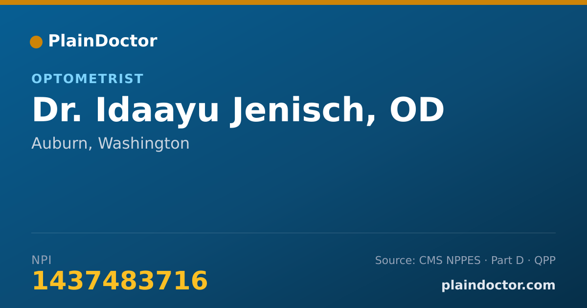 Shareable card for Idaayu Jenisch, OD - Optometrist, Auburn, WA