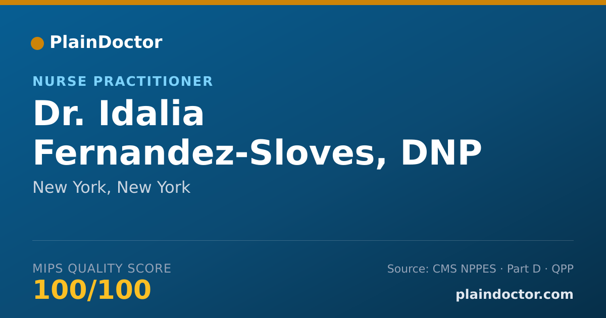 Shareable card for Idalia Fernandez-Sloves, DNP - Nurse Practitioner, New York, NY