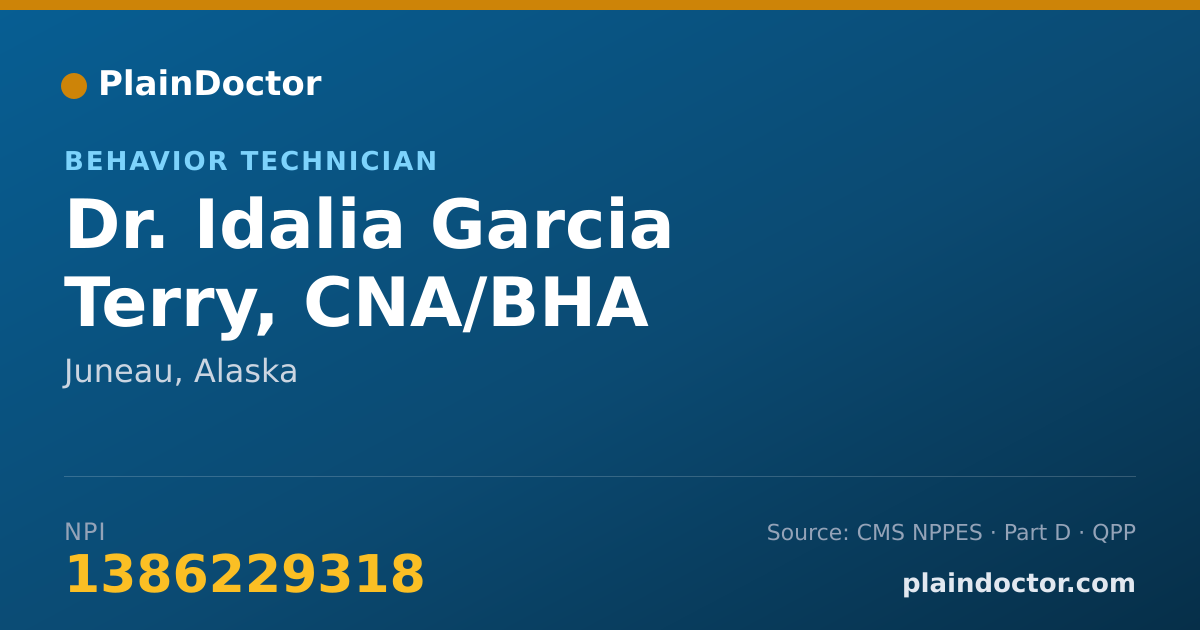 Shareable card for Idalia Garcia Terry, CNA/BHA - Behavior Technician, Juneau, AK