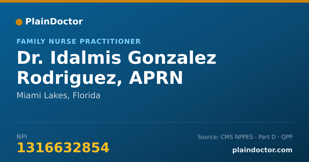 Shareable card for Idalmis Gonzalez Rodriguez, APRN - Family Nurse Practitioner, Miami Lakes, FL