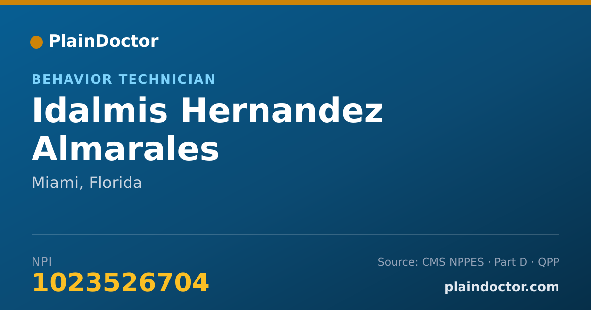 Shareable card for Idalmis Hernandez Almarales - Behavior Technician, Miami, FL