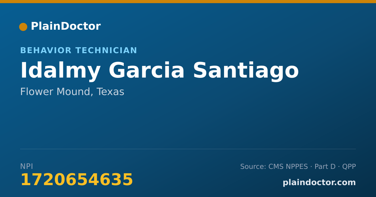 Shareable card for Idalmy Garcia Santiago - Behavior Technician, Flower Mound, TX