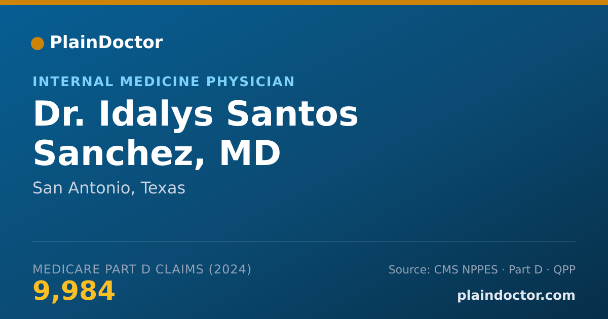 Shareable card for Idalys Santos Sanchez, MD - Internal Medicine Physician, San Antonio, TX