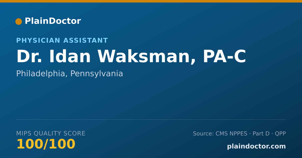 Shareable card for Idan Waksman, PA-C - Physician Assistant, Philadelphia, PA