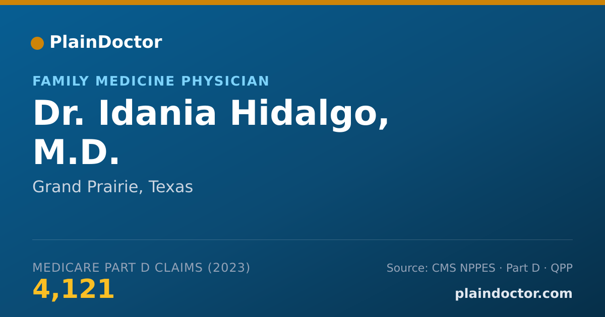 Shareable card for Idania Hidalgo, M.D. - Family Medicine Physician, Grand Prairie, TX