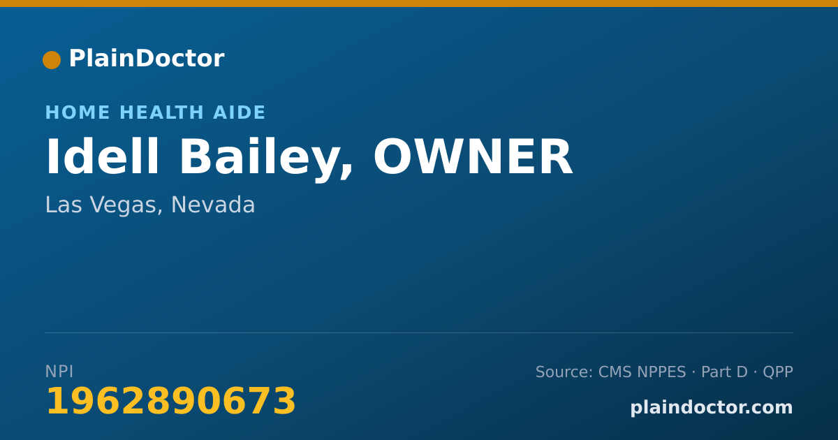 Shareable card for Idell Bailey, OWNER - Home Health Aide, Las Vegas, NV