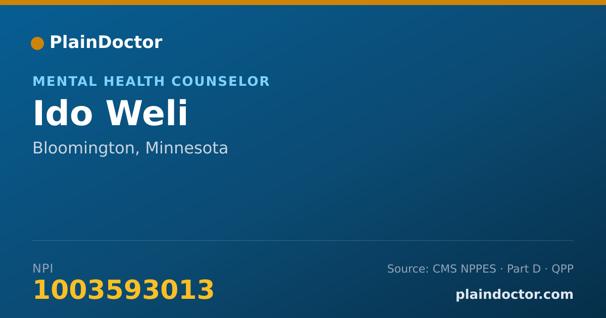 Shareable card for Ido Weli - Mental Health Counselor, Bloomington, MN