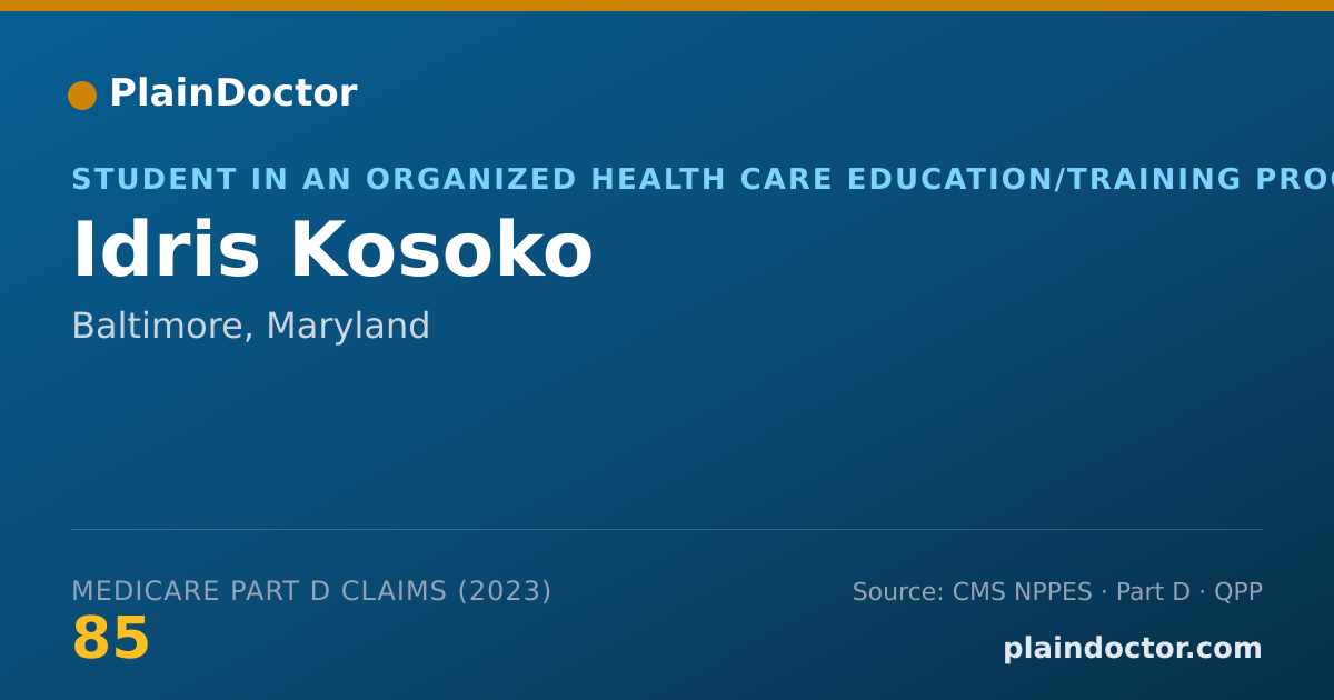Shareable card for Idris Kosoko - Student in an Organized Health Care Education/Training Program, Baltimore, MD