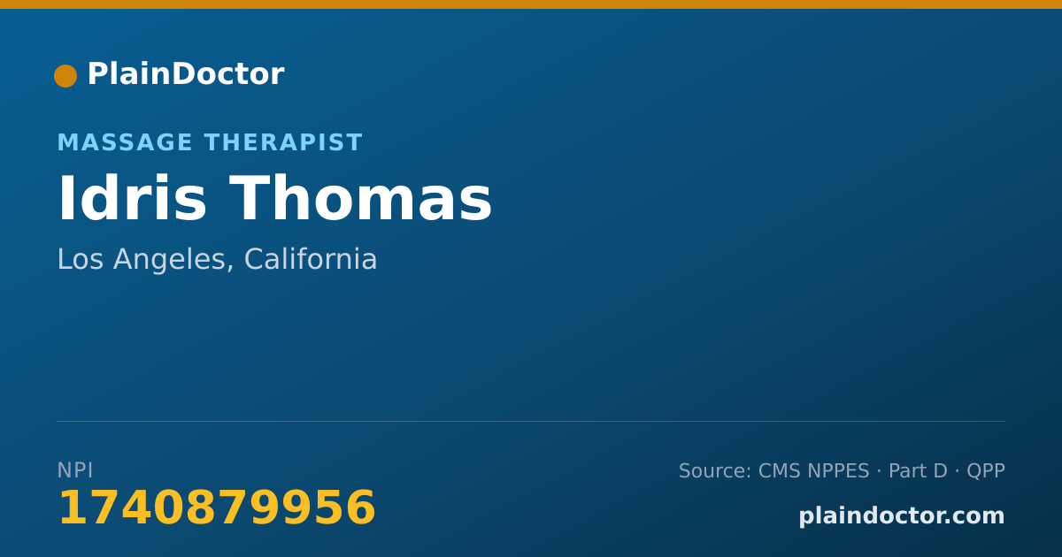 Shareable card for Idris Thomas - Massage Therapist, Los Angeles, CA