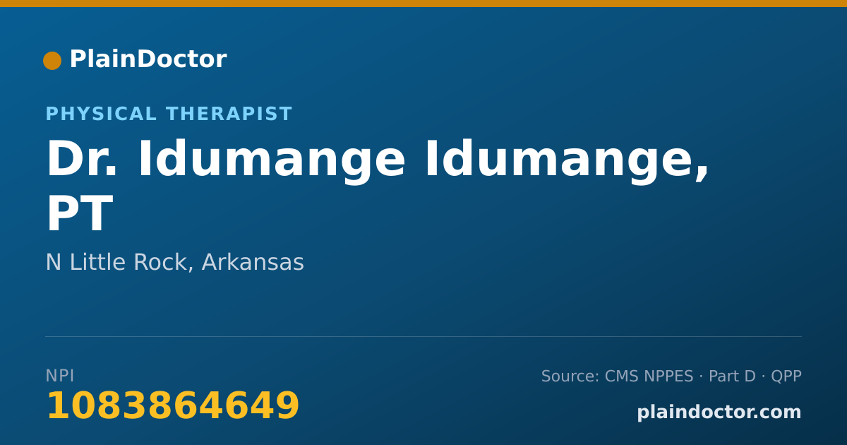 Shareable card for Idumange Idumange, PT - Physical Therapist, N Little Rock, AR
