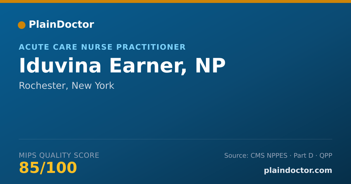 Shareable card for Iduvina Earner, NP - Acute Care Nurse Practitioner, Rochester, NY