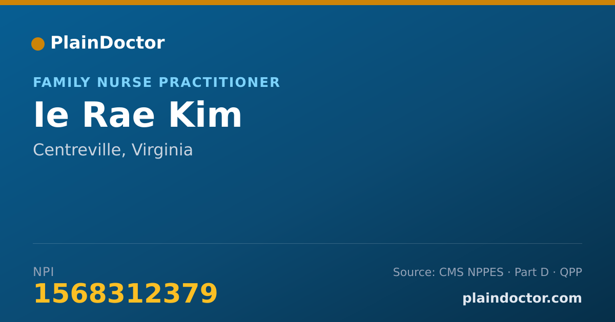 Shareable card for Ie Rae Kim - Family Nurse Practitioner, Centreville, VA