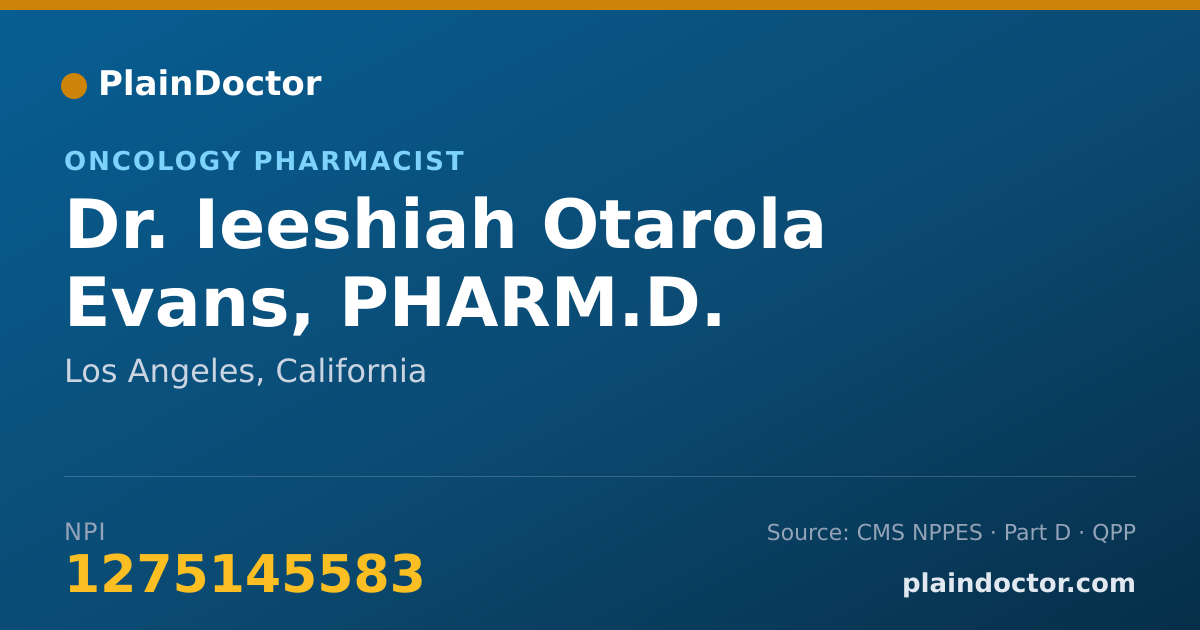Shareable card for Ieeshiah Otarola Evans, PHARM.D. - Oncology Pharmacist, Los Angeles, CA