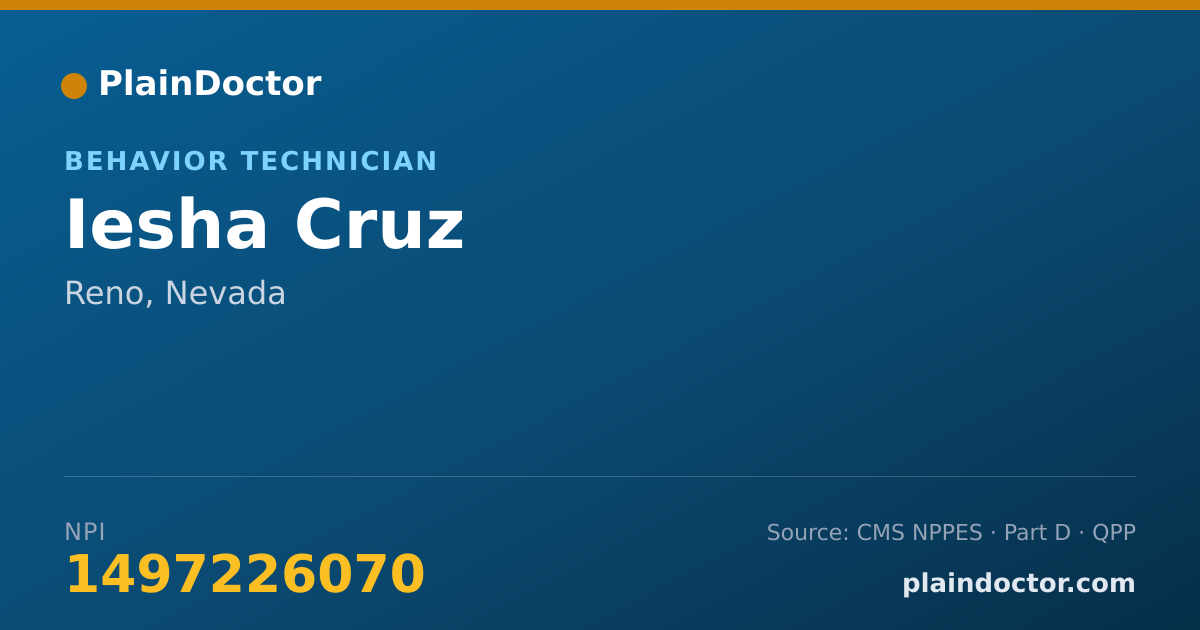 Shareable card for Iesha Cruz - Behavior Technician, Reno, NV