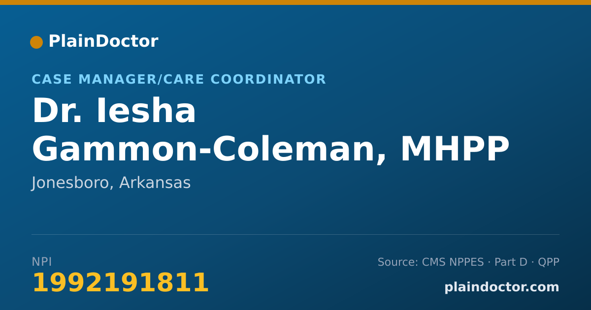 Shareable card for Iesha Gammon-Coleman, MHPP - Case Manager/Care Coordinator, Jonesboro, AR