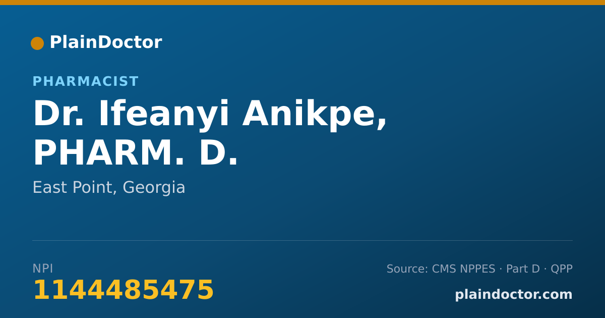 Shareable card for Ifeanyi Anikpe, PHARM. D. - Pharmacist, East Point, GA