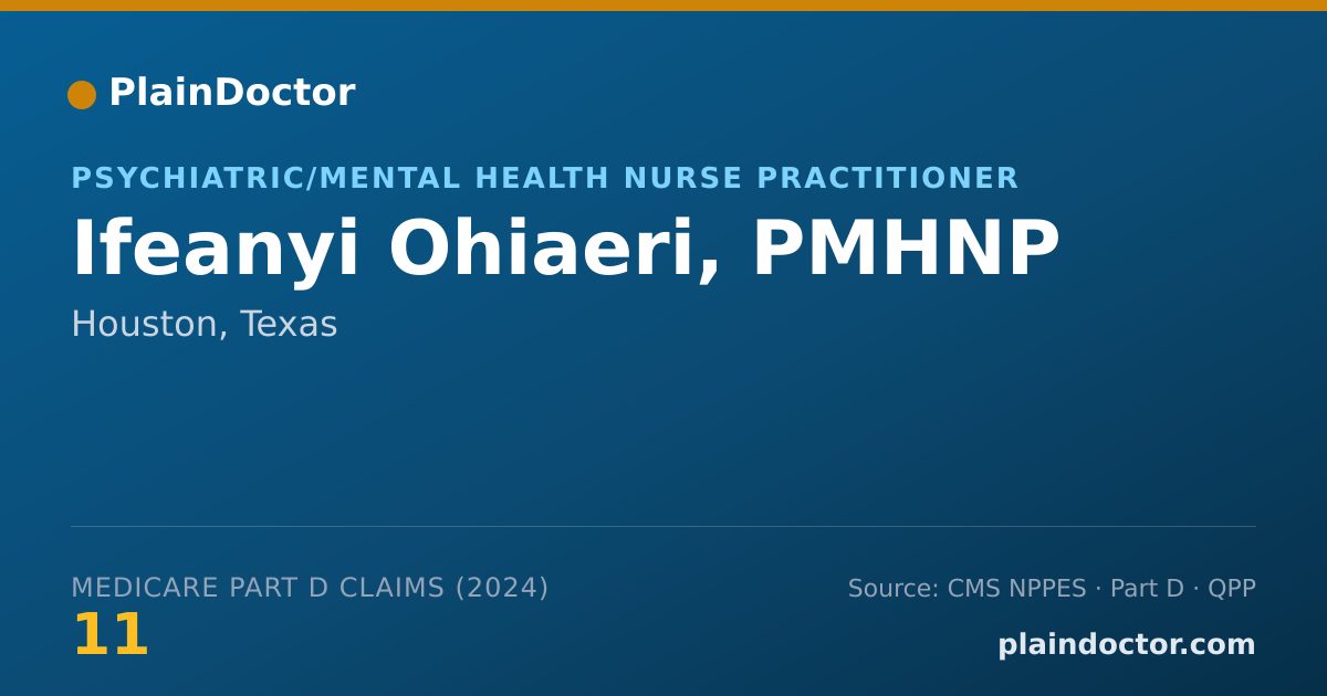 Shareable card for Ifeanyi Ohiaeri, PMHNP - Psychiatric/Mental Health Nurse Practitioner, Houston, TX