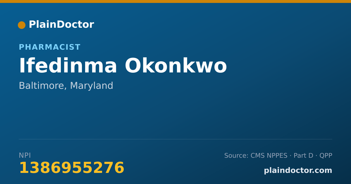 Shareable card for Ifedinma Okonkwo - Pharmacist, Baltimore, MD